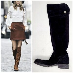 Franco Sarto Black Suede Over the Knee Boots